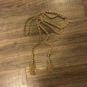 Chunky gold colored lariat necklace